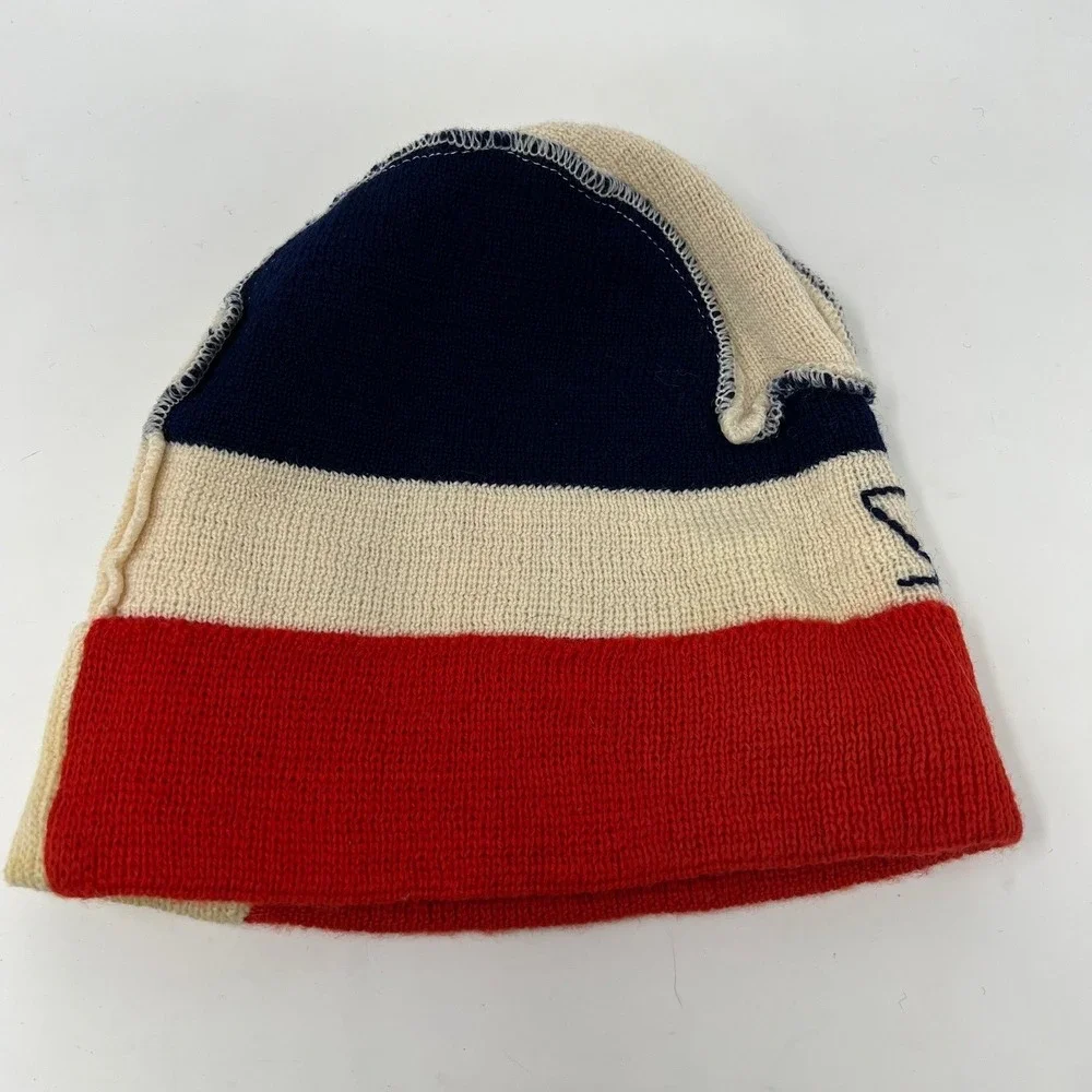 Vintage St Moritz Ski Beanie Wool Knit Hat Switzerland Retro Alpine Apres Ski
